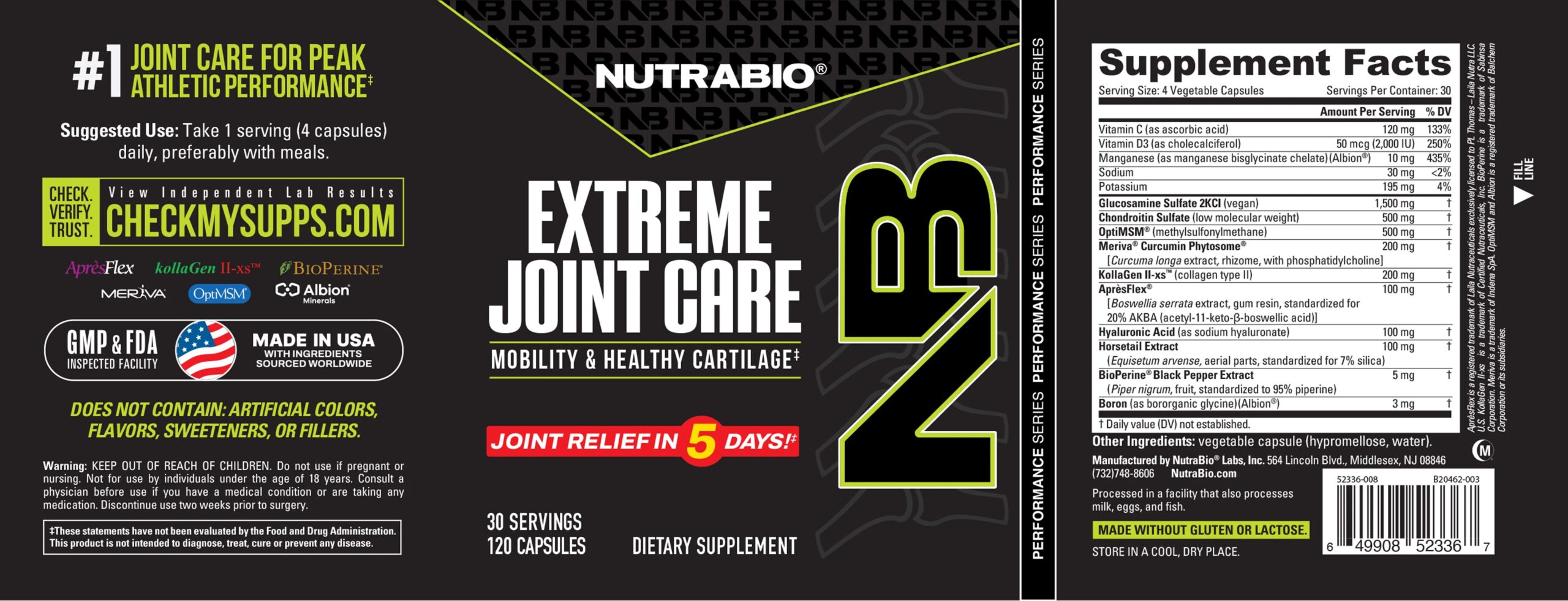 Extreme Joint Care NutraBio Label