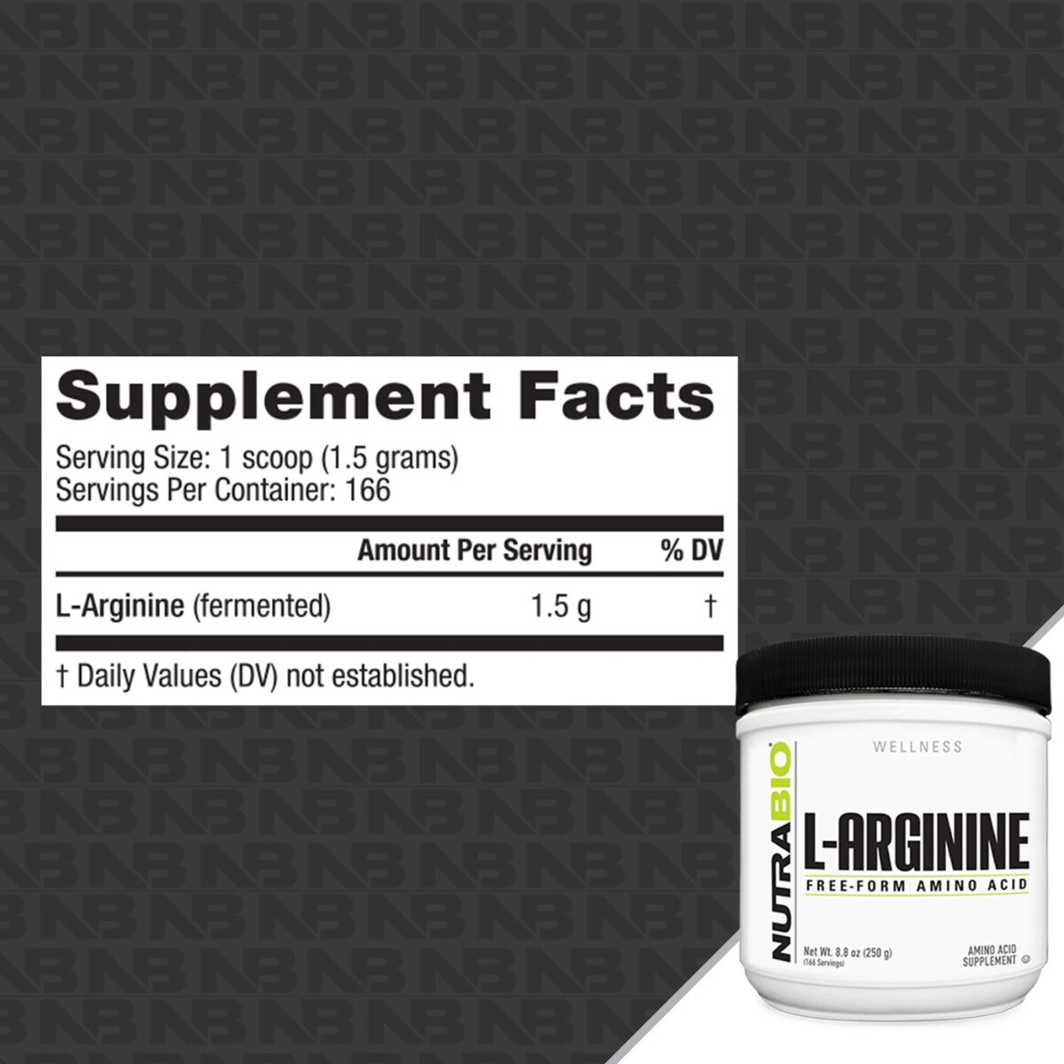 L-Arginina Polvo NutraBio Supp Fact
