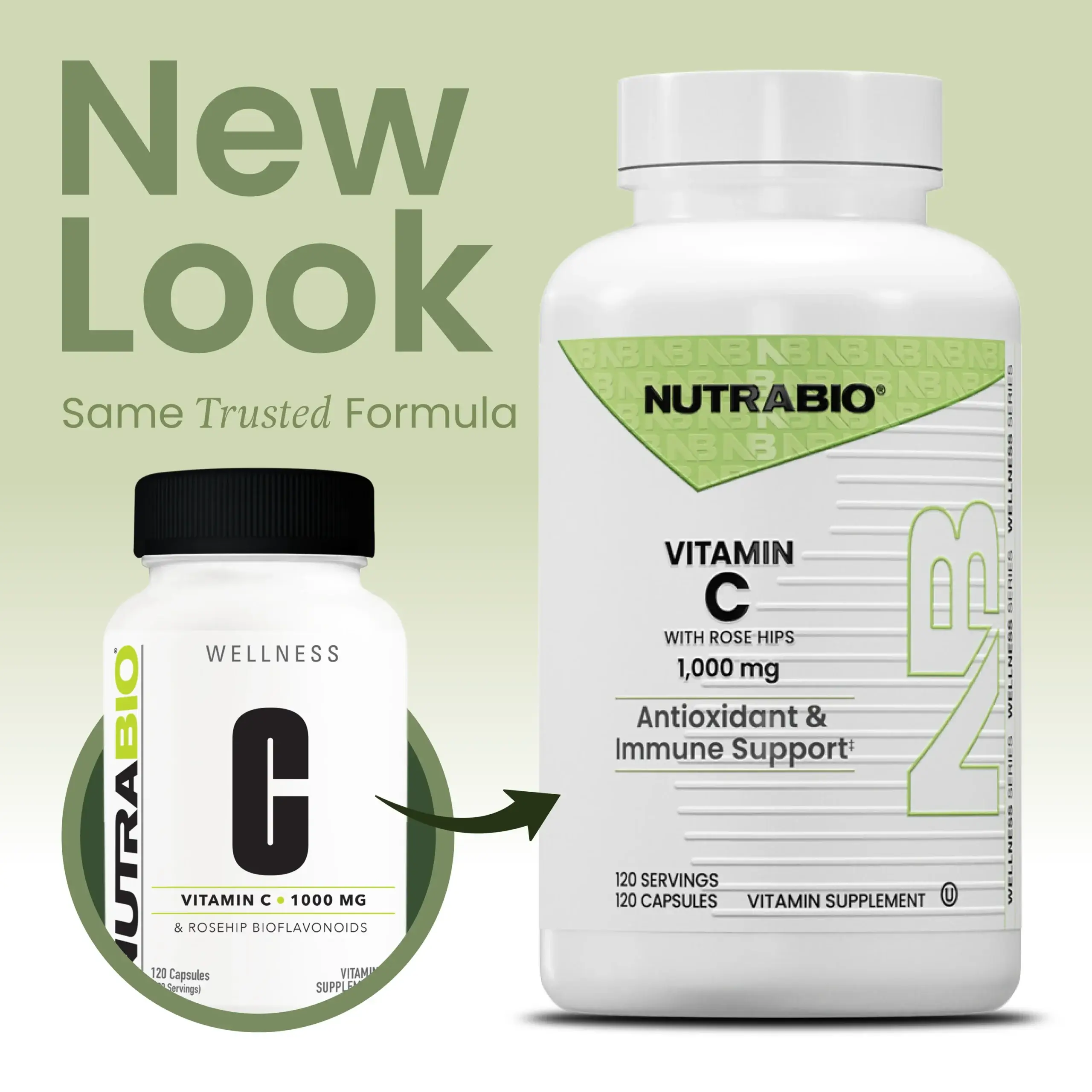 Vitamina C 1000 mg con Rose Hips NutraBio – 120 caps - Imagen 3