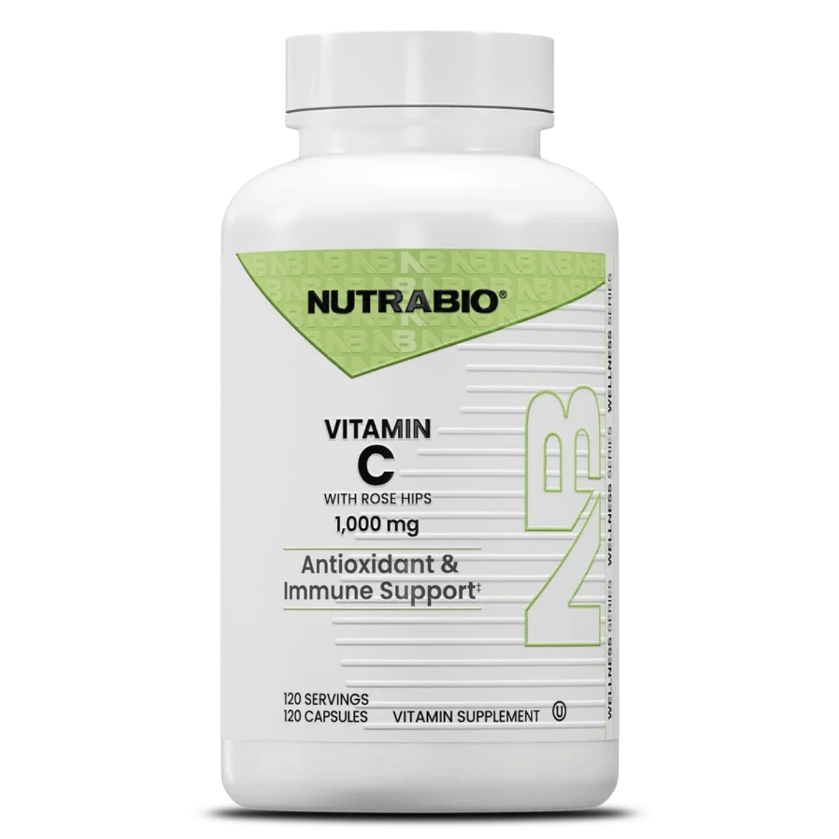 Vitamina C 1000 mg con Rose Hips NutraBio – 120 caps
