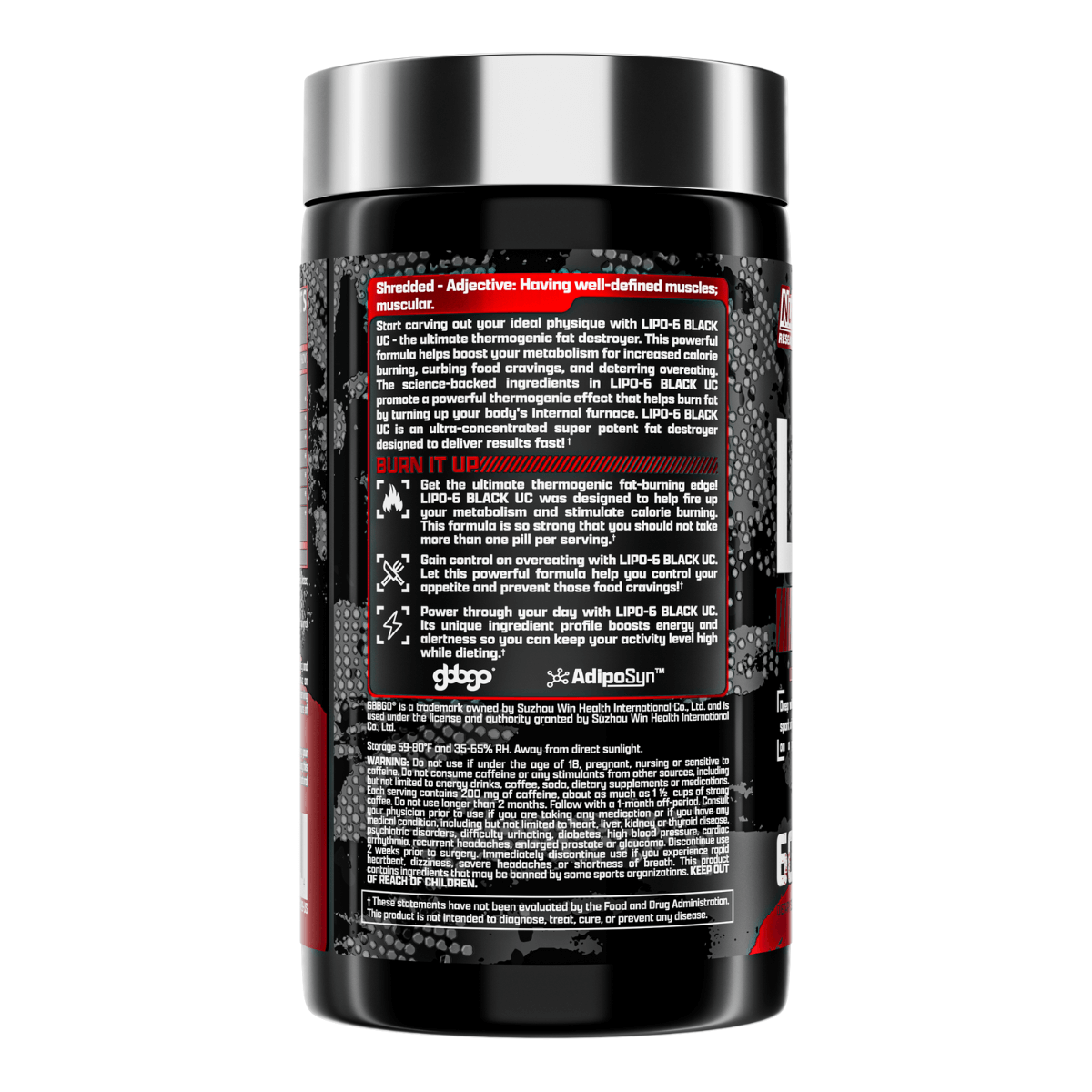 Lipo 6 Black UC - 60 caps Back Bottle 2024