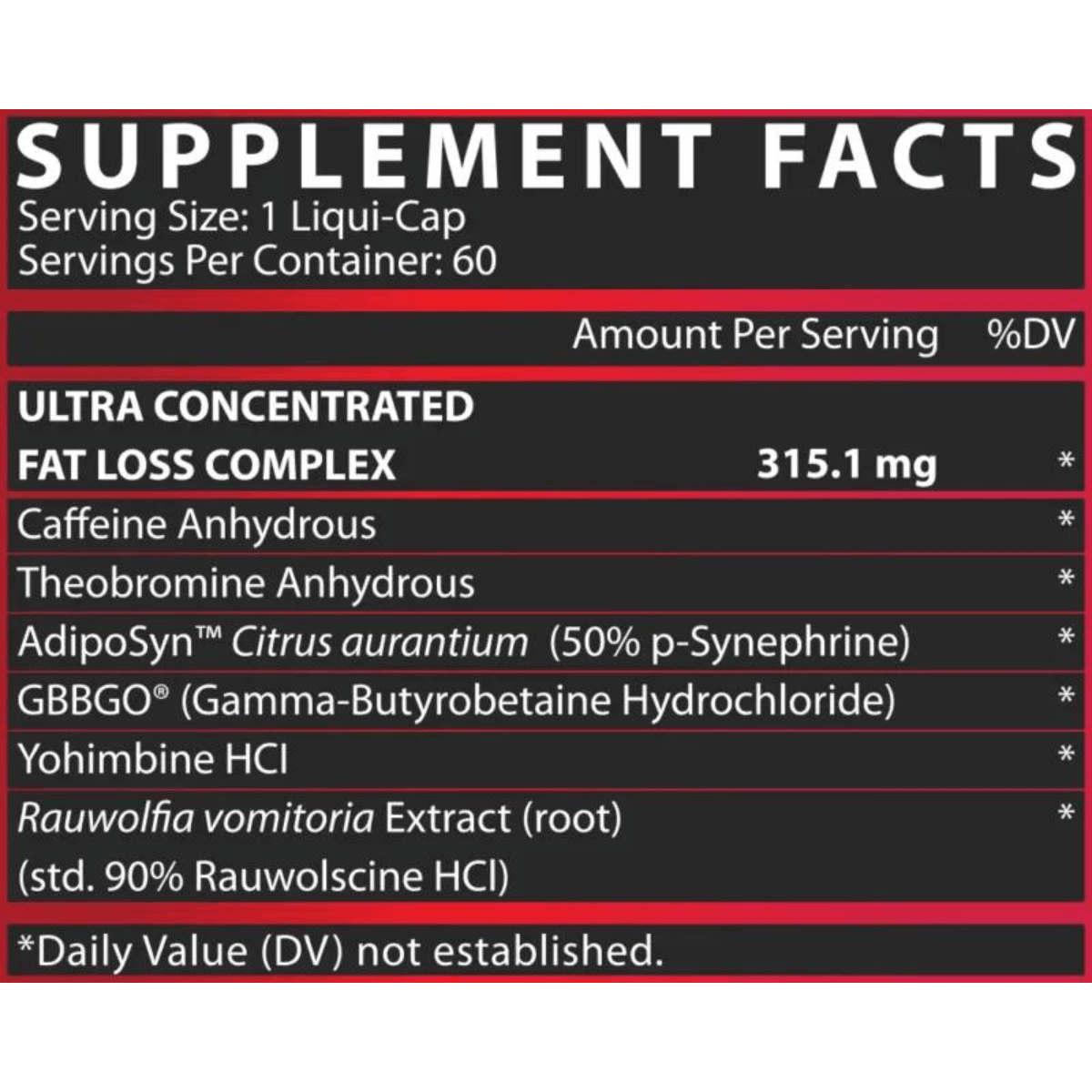 Lipo 6 Black UC - 60 caps Supp Fact 2024