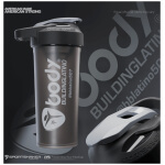 Vaso mezclador de proteína SportShaker 27oz negro con tapa a prueba de fugas
