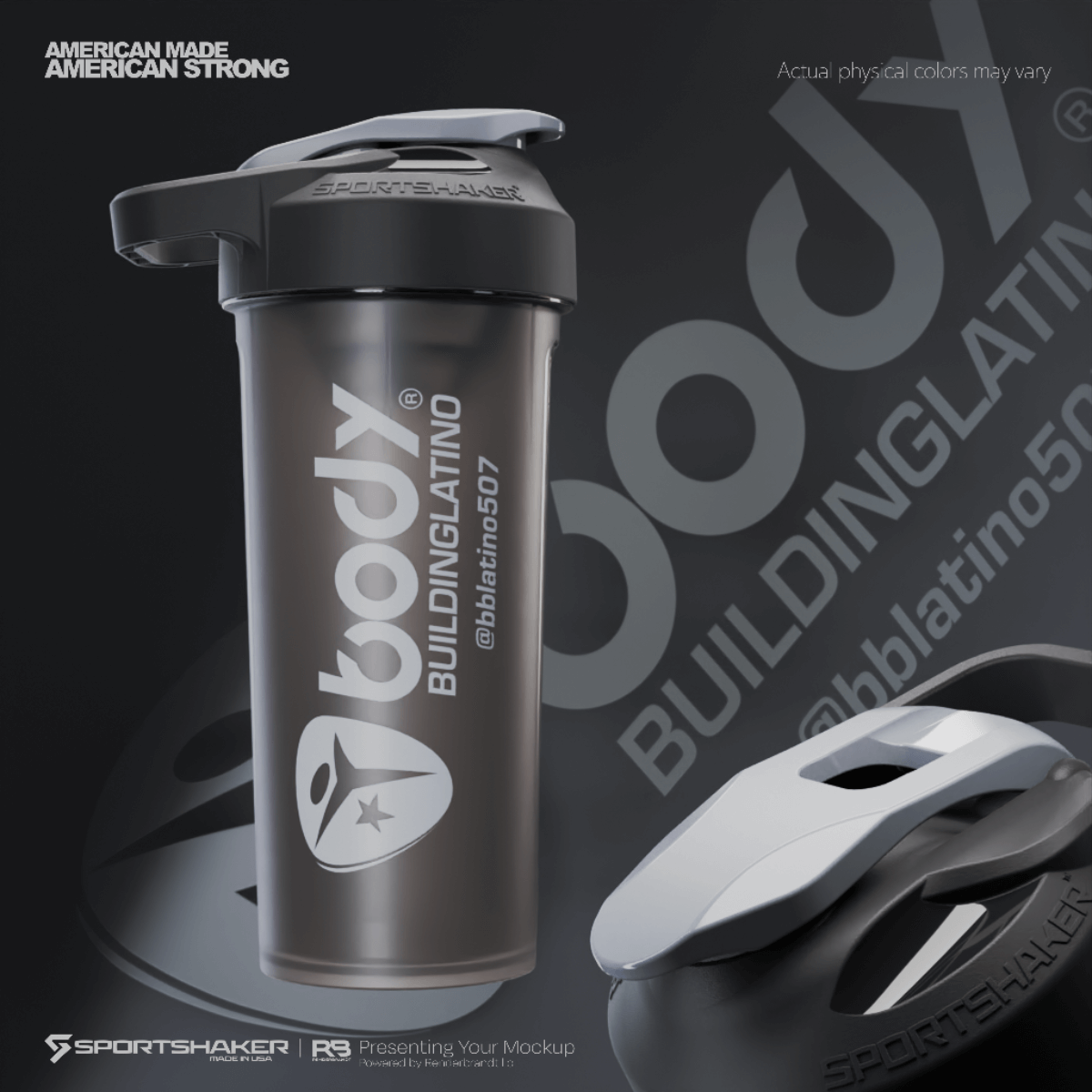 Vaso mezclador de proteína SportShaker 27oz negro con tapa a prueba de fugas