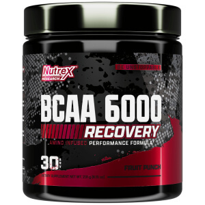 BCAA 6000 de Nutrex - Suplemento de aminoácidos esenciales para recuperación muscular y rendimiento deportivo.