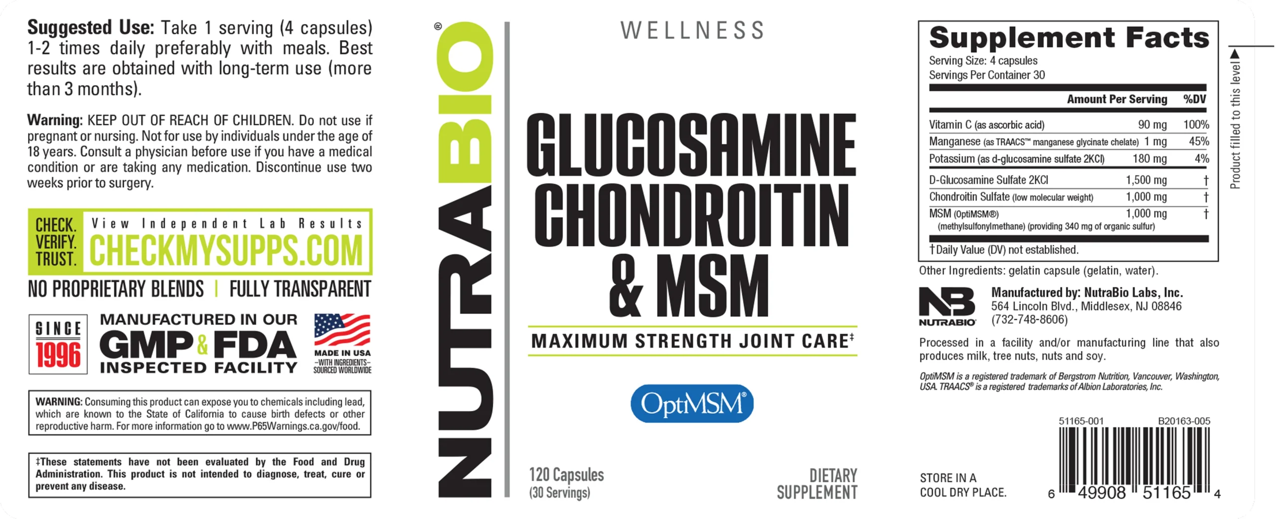 Glucosamina NutraBio Label