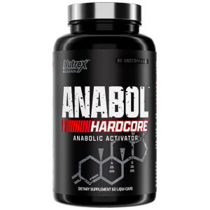 Frasco de Anabol Hardcore con 60 cápsulas, diseñado para activar el anabolismo y potenciar el desarrollo muscular.