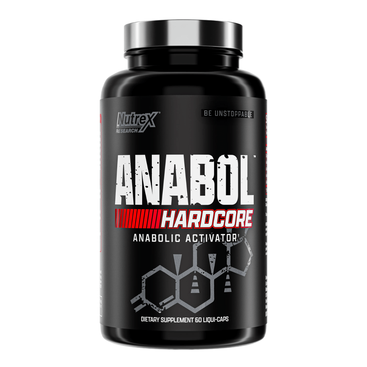 Anabol Hardcore suplemento de 60 cápsulas para el crecimiento muscular Frasco de Anabol Hardcore con 60 cápsulas, diseñado para activar el anabolismo y potenciar el desarrollo muscular.