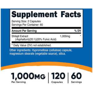 Nutricost Shilajit Capsules 1000 mg – 120 Caps - Thumbnail Image 2