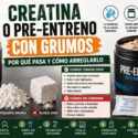 Creatina y pre-entreno con grumos junto a polvo normal y consejos de conservación