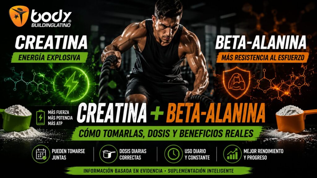 Atleta combinando creatina y beta-alanina para entrenamiento de alta intensidad