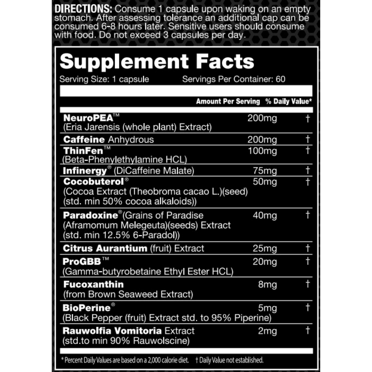 OxyMax Quemador de Grasa Extremo Supp Fact
