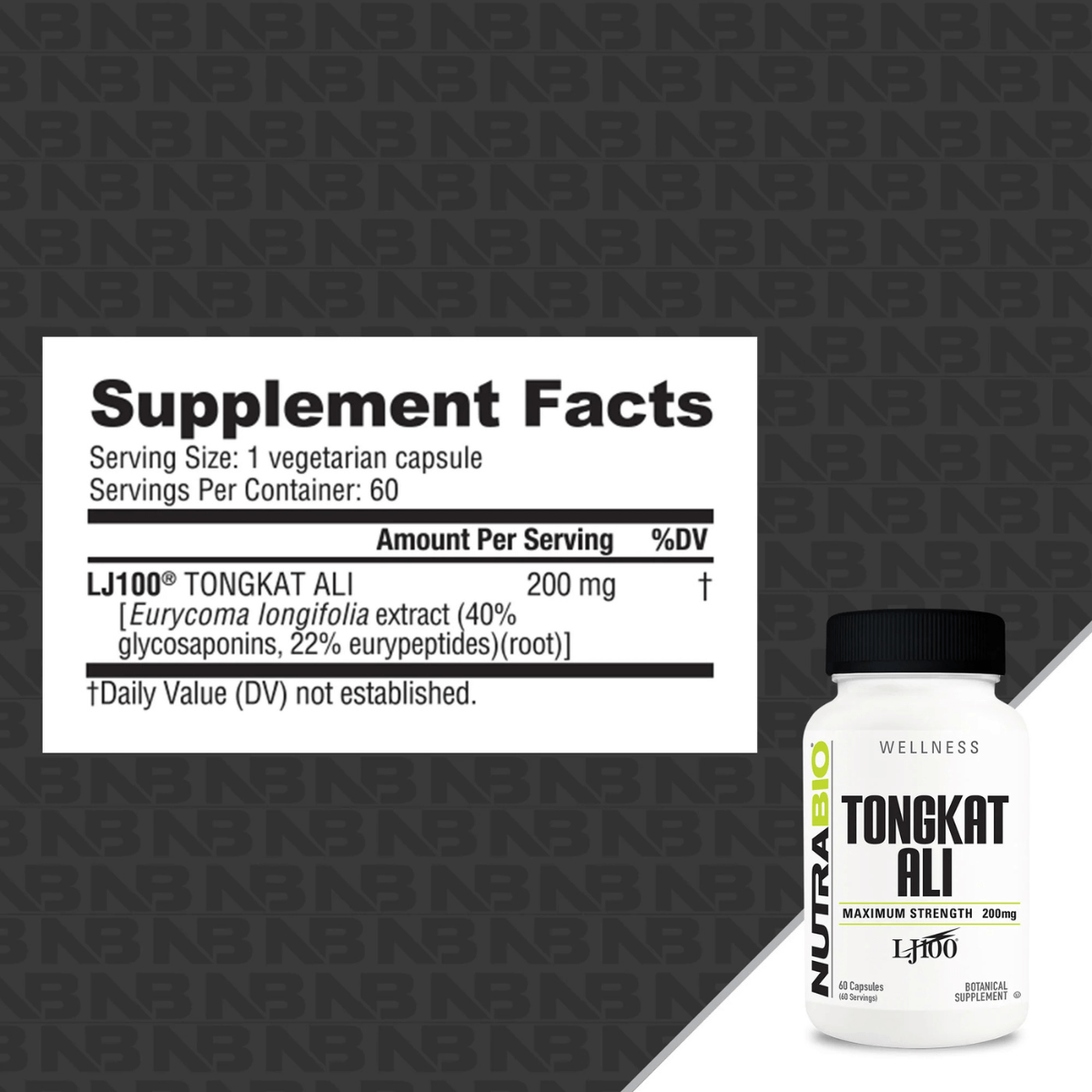 Tongkat Ali LJ100 de NutraBio Supplement Facts
