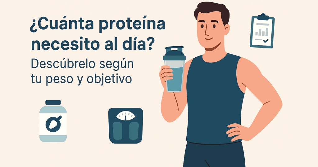 Infografía sobre cuánta proteína necesitas al día según tu peso y objetivo fitness
