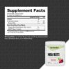 Supplement Facts de NutraBio Mega Beets con 5 g de remolacha y 1.1 g de NO3-T