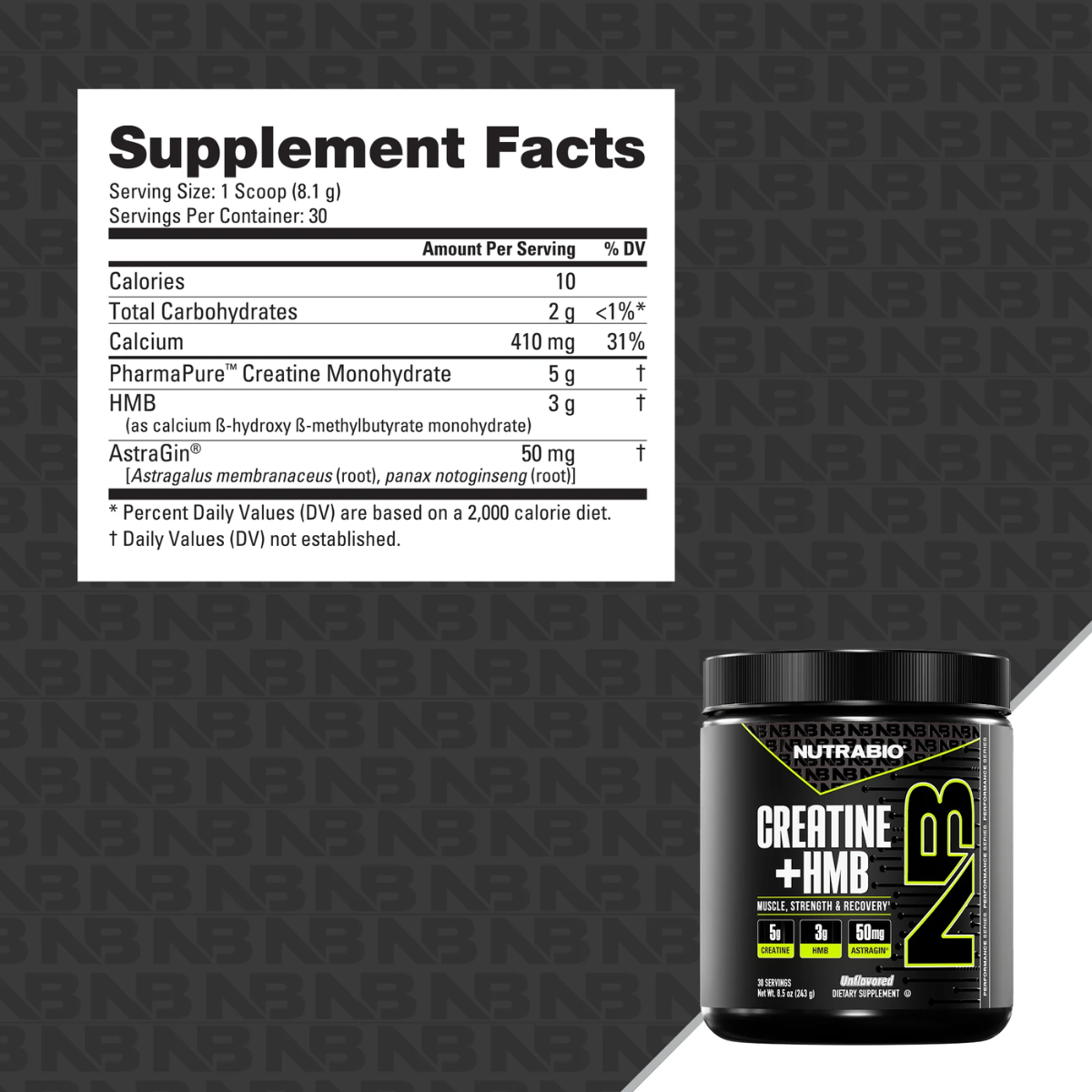 Nutrabio Creatina + HMB Supp Fact