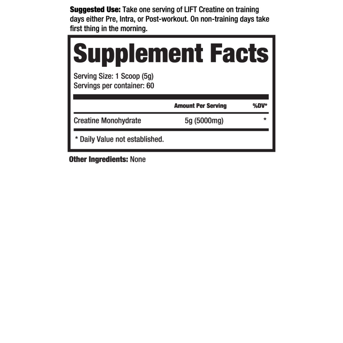 Kiu Performance LIFT Creatina Supp Fact