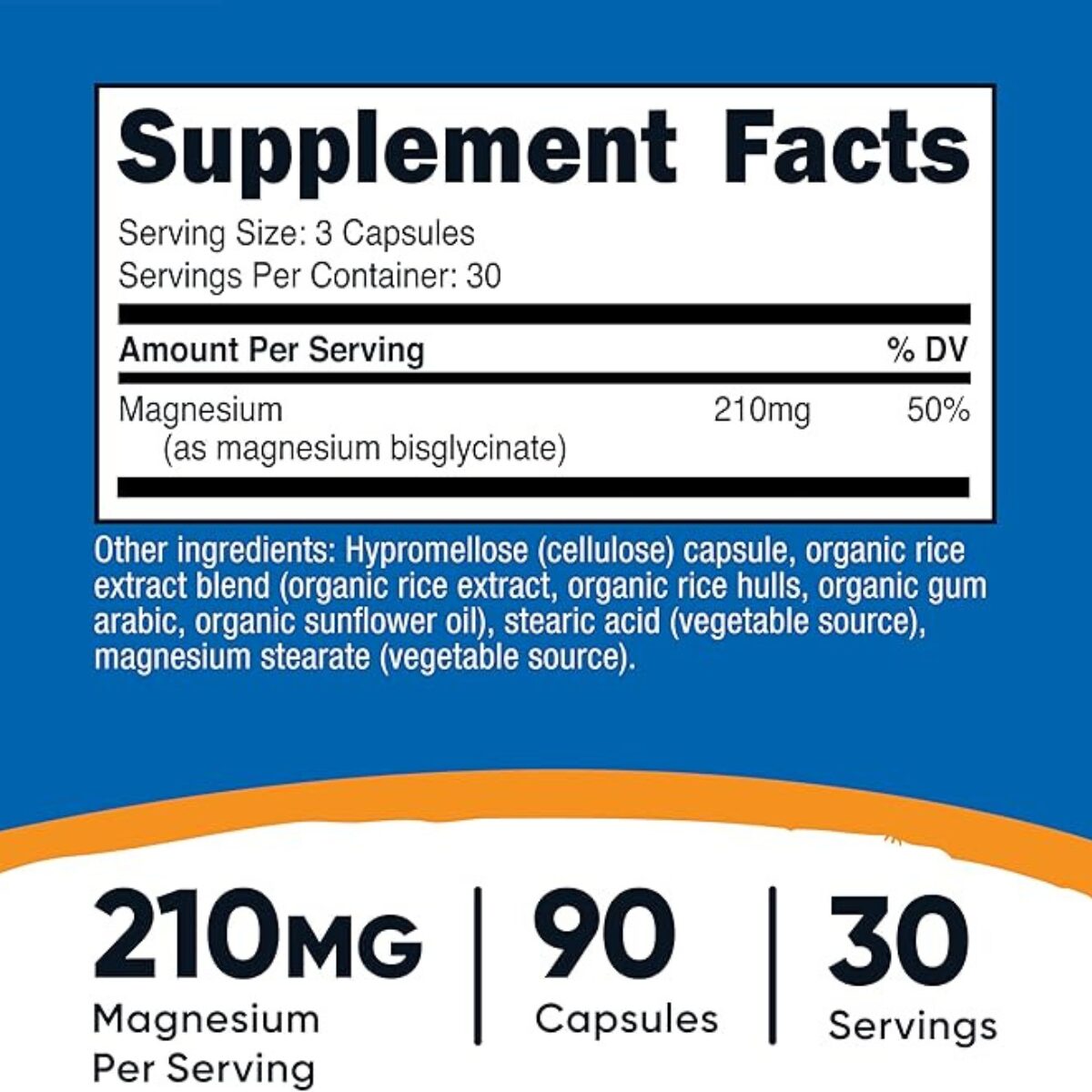nutricost magnesio glicinato supp fact