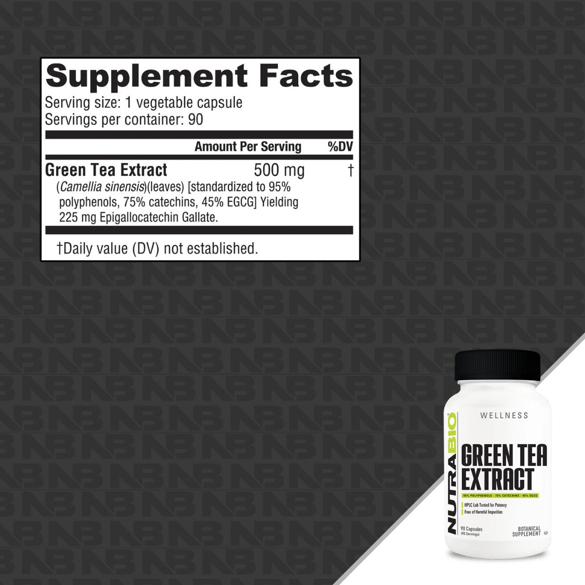 NutraBio Green Tea Extract Supp Fact
