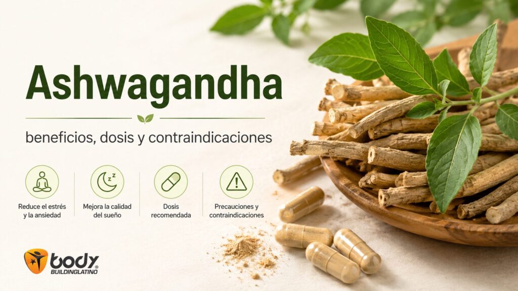 Ashwagandha y extracto de raíz con guía sobre beneficios, dosis y contraindicaciones