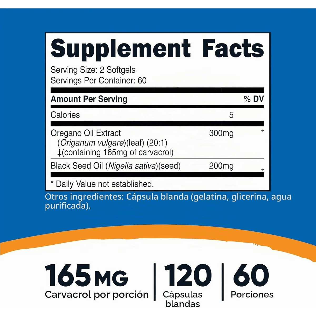 Nutricost Oregano Oil 300 mg + Black Seed Oil – 120 Softgels - Imagen 2