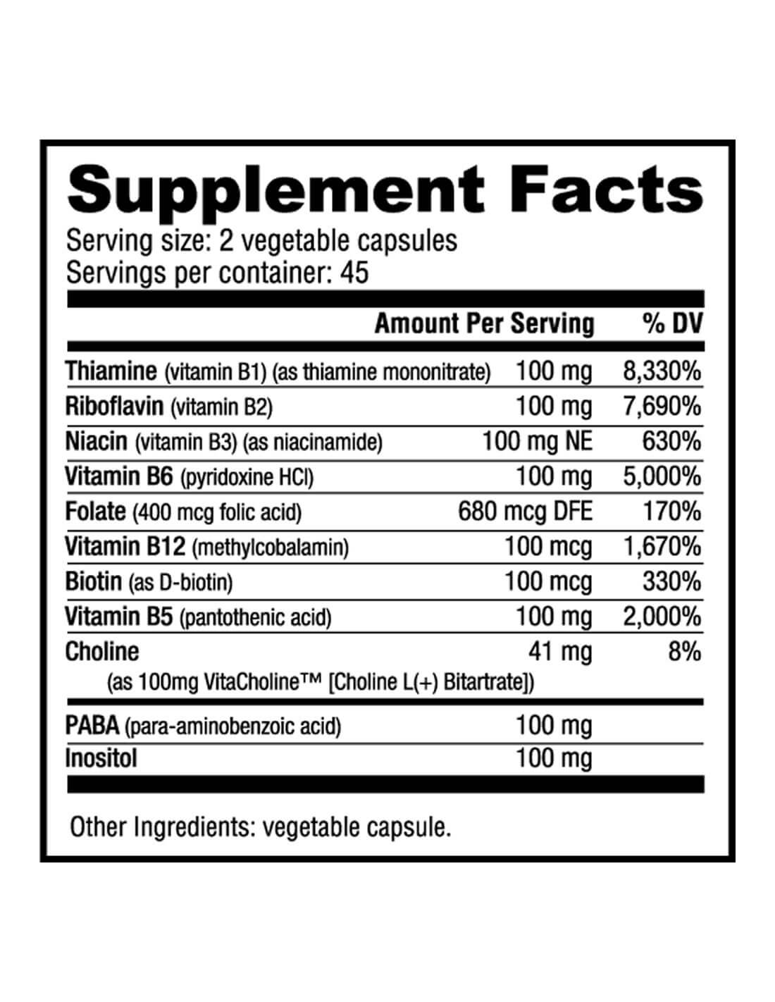 Vitamina B-100 Complex - 90 Caps | Kosher Vitamina B-100 Complex - 90 Caps | Kosher