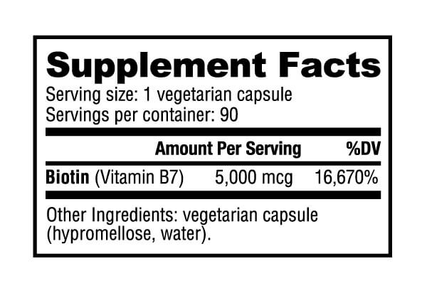 Biotina 5000 mcg (90 Vege Caps)